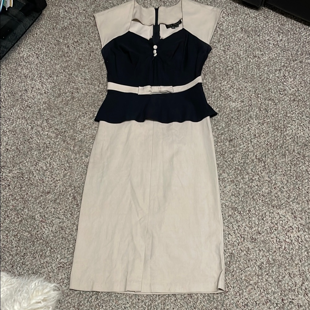 Stop staring retro 40s Black and Cream pencil skirt Dress